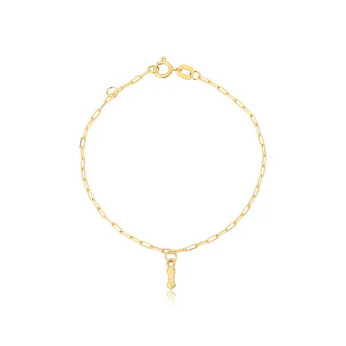Pulseira infantil elo Cadeado ouro 18k com pingente figa 12/13CM