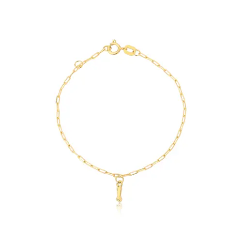 Pulseira infantil elo Cadeado ouro 18k com pingente figa 12/13CM