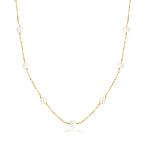 Gargantilha de Pérola ouro 18k corrente de elos 40/45CM