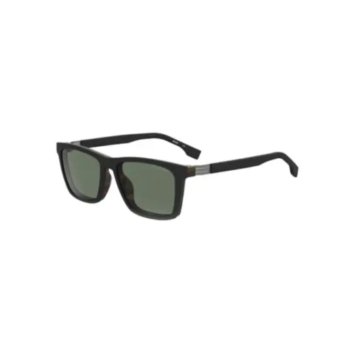 Óculos de Grau Hugo BOSS 1576/CS WR7 56UC S Acetato Preto Mesclado com lentes do Clip-On na cor Verde Polarizado