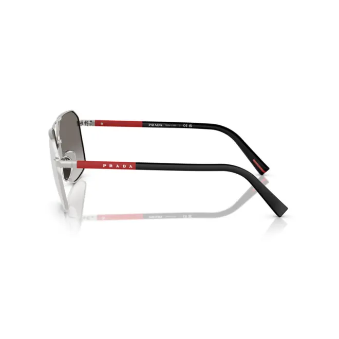 Óculos de Sol Prada Linea Rossa 0PS A50S 1BC02M60 Metal Prateado com lentes na cor Cinza Espelhado 3
