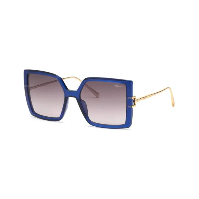 Óculos de Sol Chopard Ice Cube SCH334M 5606NA Acetato Azul com lentes na cor Fumê Degradê 1