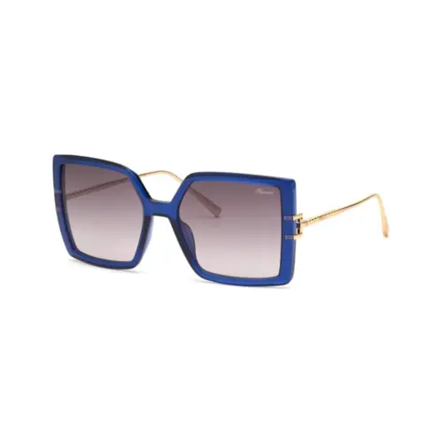 Óculos de Sol Chopard Ice Cube SCH334M 5606NA Acetato Azul com lentes na cor Fumê Degradê