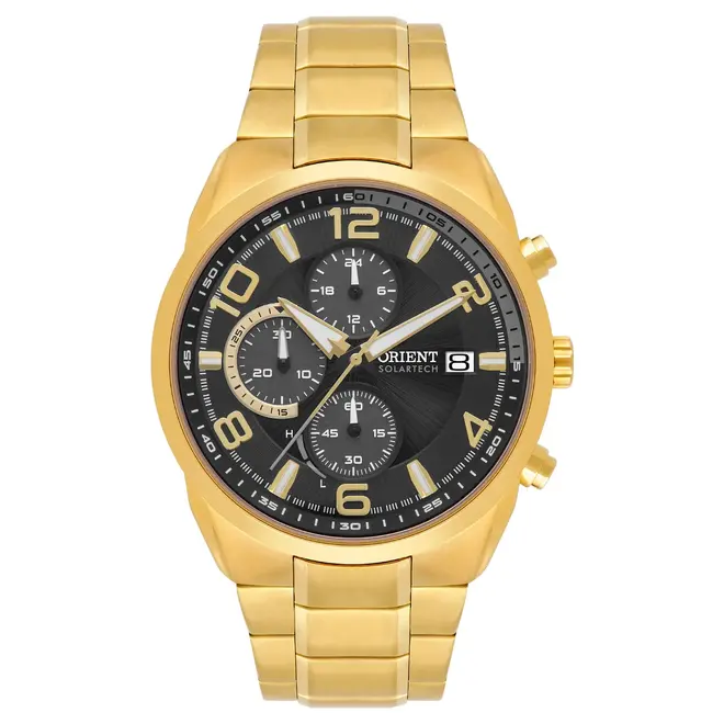Relógio Orient Solartech Cronógrafo Masculino - MGSSC054 P2KX Dourado 1