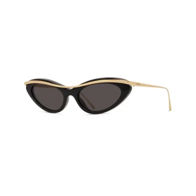 Óculos de Sol Loewe LW40166I_5101A Acetato Preto e Dourado com lentes na cor Fumê 1