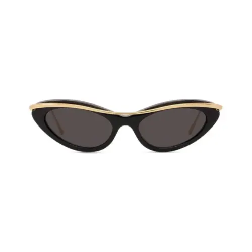 Óculos de Sol Loewe LW40166I_5101A Acetato Preto e Dourado com lentes na cor Fumê