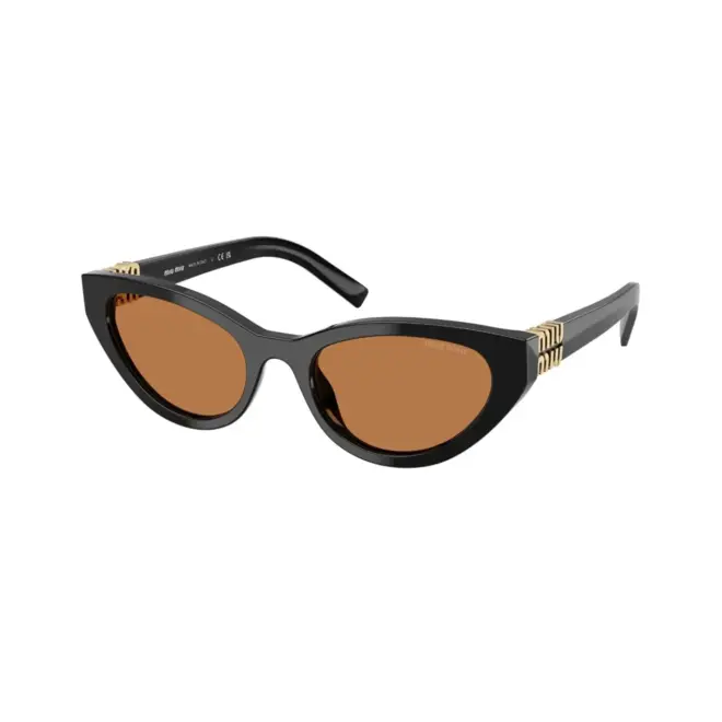 Óculos de Sol Miu Miu 0MU A04S 16K10I54 Acetato Preto com lentes na cor Marrom 1