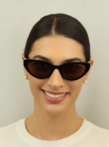 Óculos de Sol Miu Miu 0MU A04S 16K10I54 Acetato Preto com lentes na cor Marrom