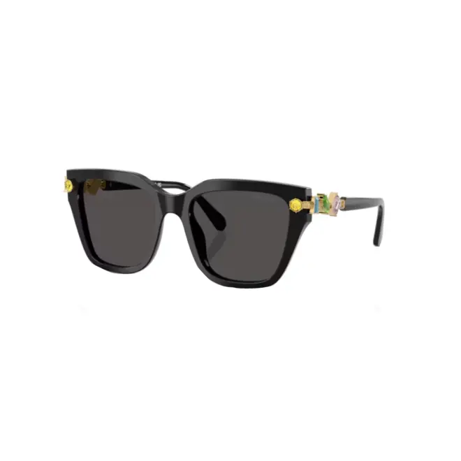 Óculos de Sol Swarovski 0SK6041 10018753 Acetato Preto com lentes na cor Cinza 1