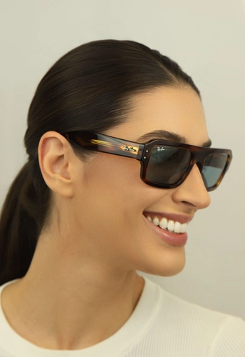 Óculos de Sol Ray-Ban Lukas 0RB4454 13985656 Acetato Marrom Mesclado com lentes na cor Azul