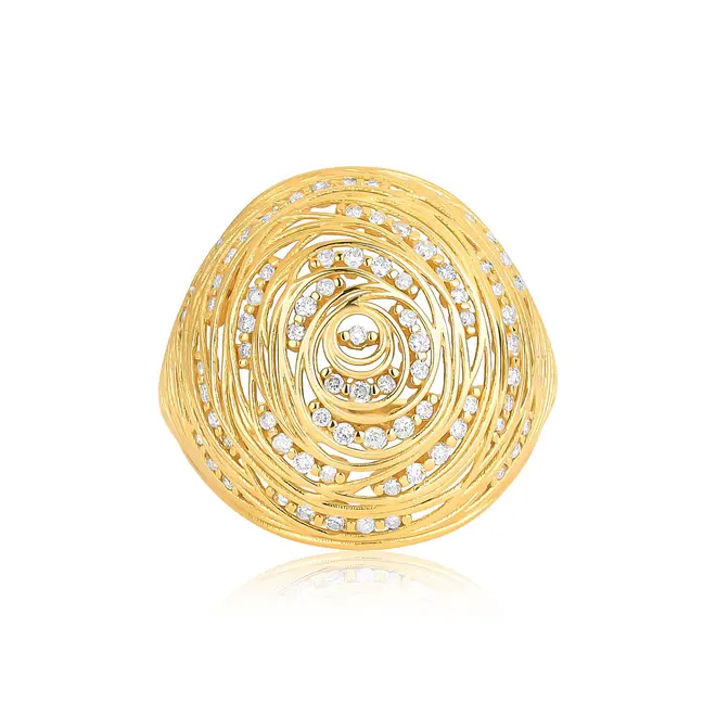 Anel Nido Diamonds ninho esférico de fios em ouro 18k com 37,3pts de Diamantes 3