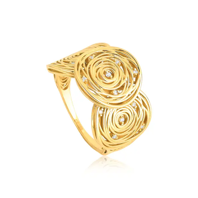 Anel Nido Diamonds ninho triplo fios de ouro 18k com 8pts de Diamantes 1