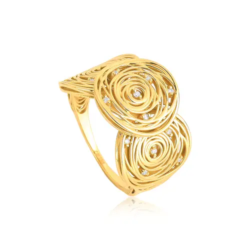 Anel Nido Diamonds ninho triplo fios de ouro 18k com 8pts de Diamantes