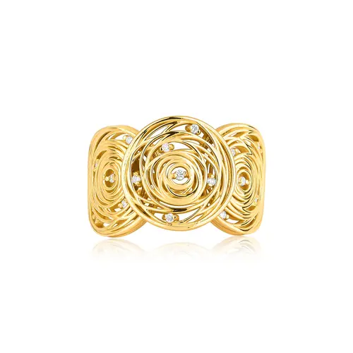 Anel Nido Diamonds ninho triplo fios de ouro 18k com 8pts de Diamantes