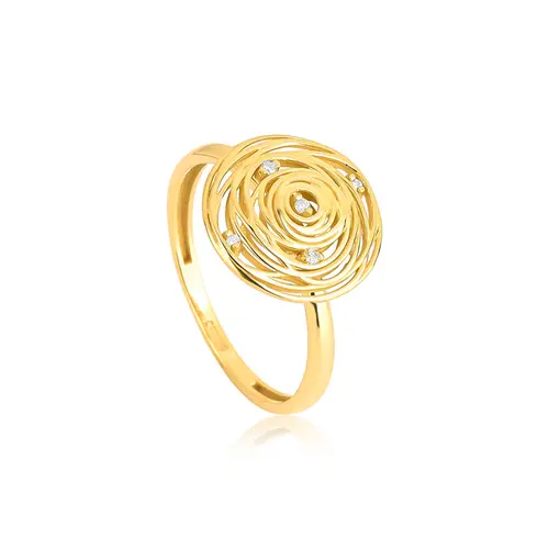 Anel Nido Diamonds redondo fios ouro 18k ninho com 2,5pts de Diamantes