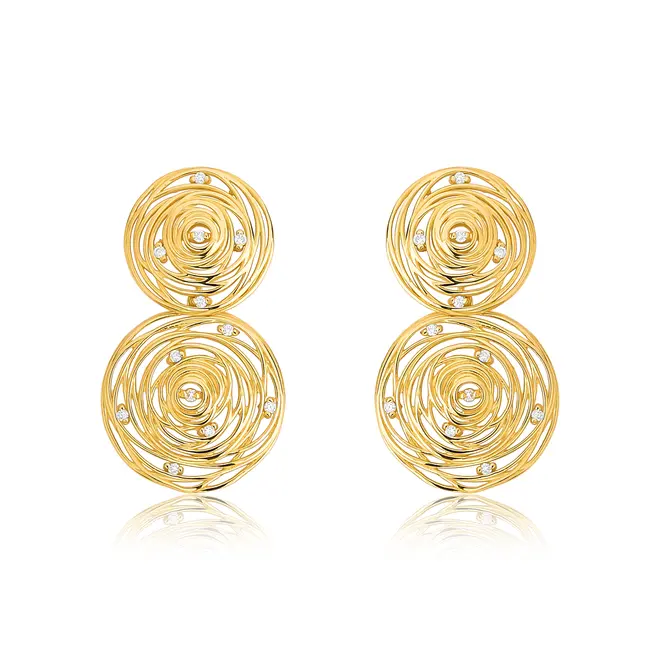 Brinco Nido Diamonds pingente ouro 18k dois ninhos que envolvem Diamantes 1