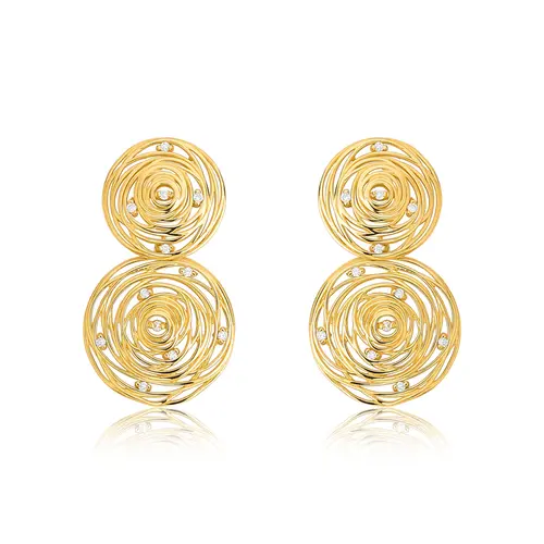 Brinco Nido Diamonds pingente ouro 18k dois ninhos que envolvem Diamantes