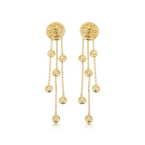 Brinco Nido Diamonds pingente 3 correntes ouro 18k ninhos fios que envolvem Diamantes