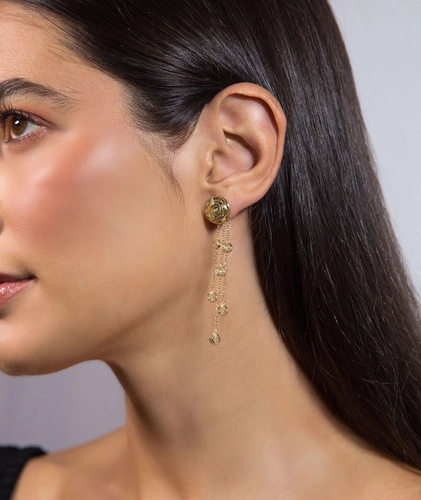 Brinco Nido Diamonds pingente 3 correntes ouro 18k ninhos fios que envolvem Diamantes