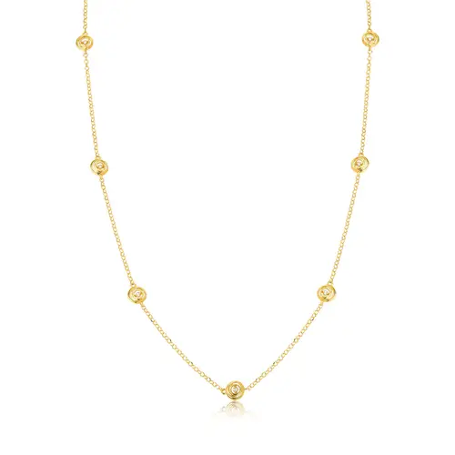 Gargantilha Nido Diamonds corrente de elos ouro 18k intercalada com 9 mini ninhos e Diamantes