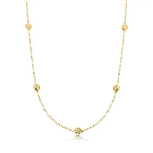 Gargantilha Nido Diamonds corrente de elos ouro 18k intercalada com 10 ninhos e Diamantes
