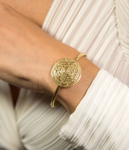 Pulseira Nido Diamonds bracelete tubo ouro 18k ninho que envolve 9pts de Diamantes