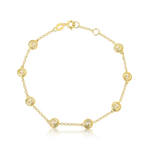 Pulseira Nido Diamonds de elos ouro 18k oito mini ninhos com Diamantes