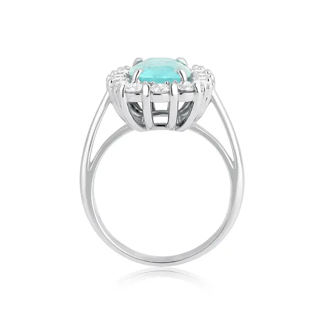 Anel High Alta Joalheria retangular de Turmalina Paraíba ouro branco 18k com Diamantes 3
