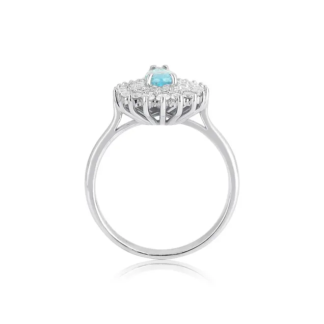 Anel High Alta Joalheria gota de Turmalina Paraíba ouro branco 18k com Diamantes 2