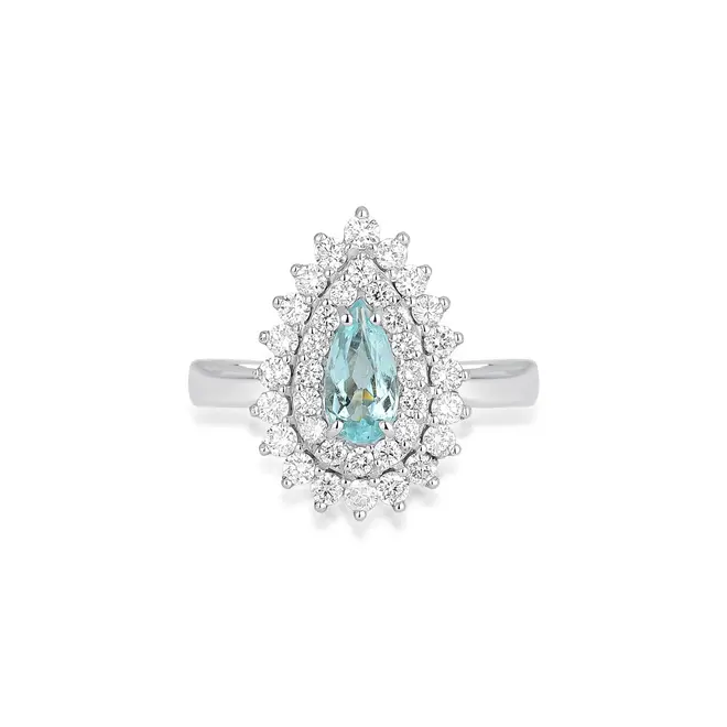 Anel High Alta Joalheria gota de Turmalina Paraíba ouro branco 18k com Diamantes 3