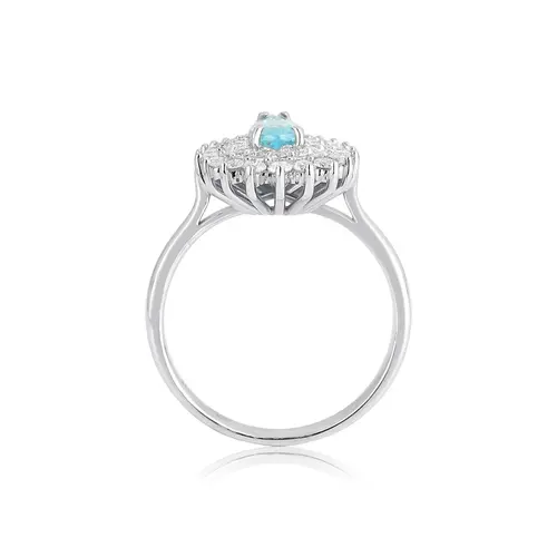 Anel High Alta Joalheria gota de Turmalina Paraíba ouro branco 18k com Diamantes