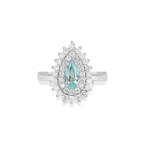 Anel High Alta Joalheria gota de Turmalina Paraíba ouro branco 18k com Diamantes
