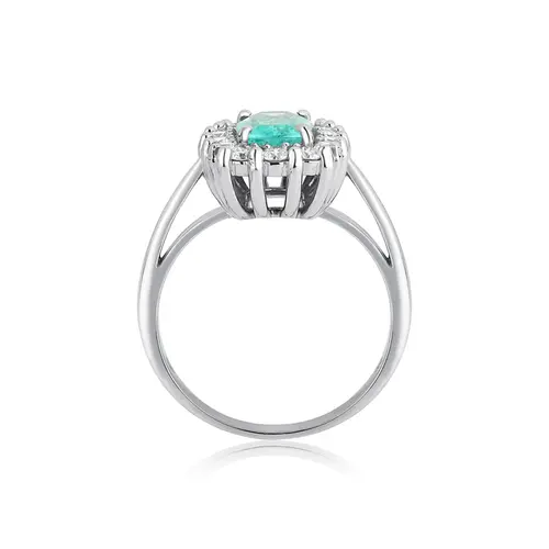 Anel High Alta Joalheria retangular de Turmalina Paraíba ouro branco 18k com Diamantes