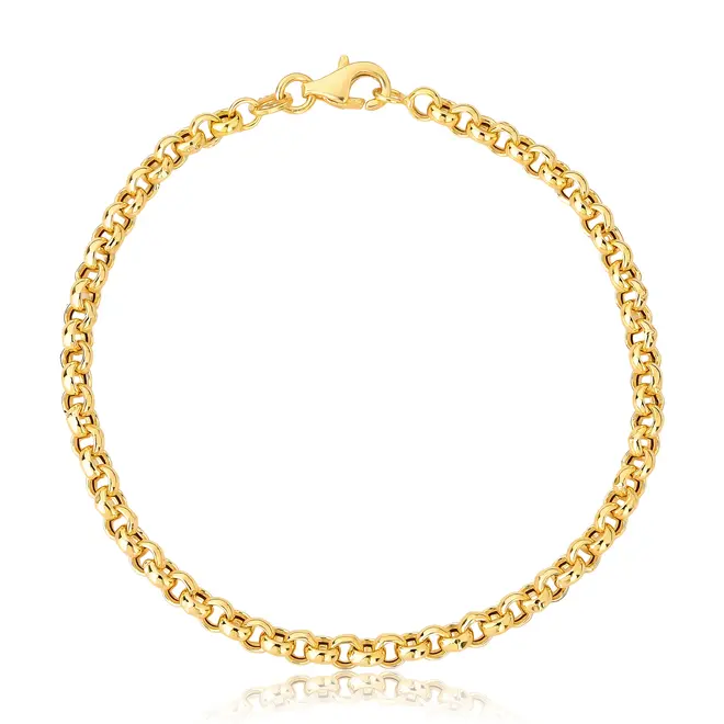 Pulseira elo Português oca ouro 18k polida 19CM 1