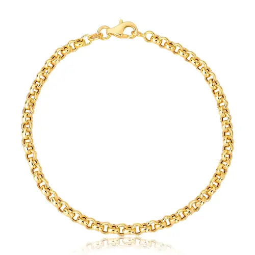 Pulseira elo Português oca ouro 18k polida 19CM