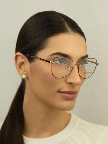 Óculos de Grau Dolce & Gabbana 0DG1355 1333 55 Aço Bordô e Rose