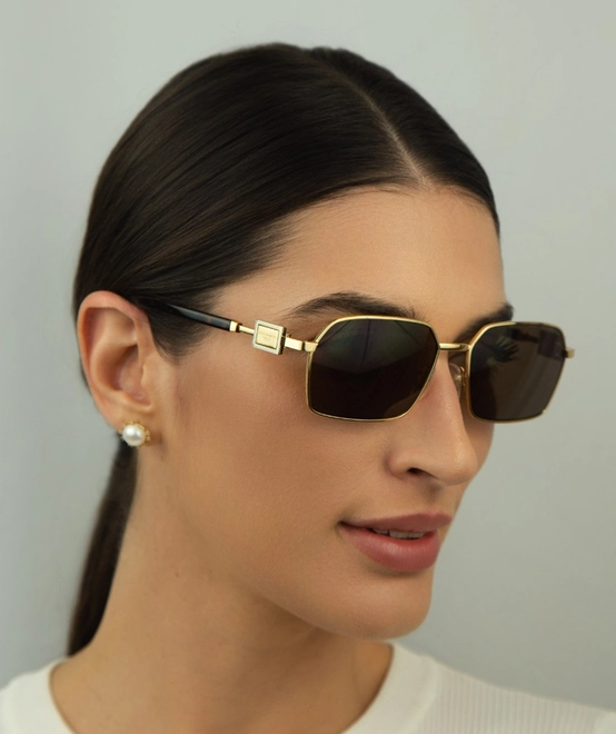 Óculos de Sol Dolce & Gabbana 0DG2316 02/73 56 Metal Dourado com lentes na cor Marrom 5