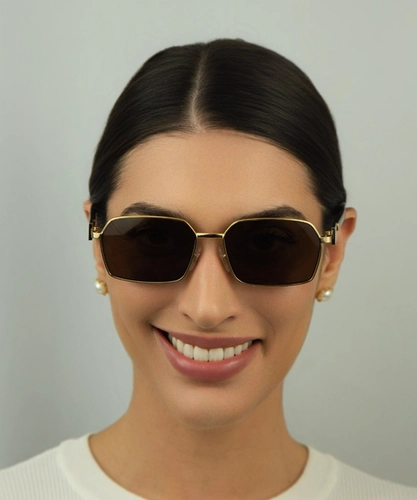 Óculos de Sol Dolce & Gabbana 0DG2316 02/73 56 Metal Dourado com lentes na cor Marrom