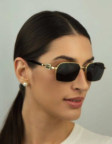 Óculos de Sol Dolce & Gabbana 0DG2316 02/87 56 Metal Dourado com lentes na cor Cinza