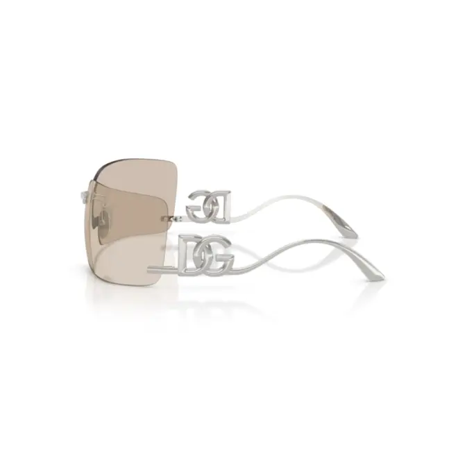 Óculos de Sol Dolce & Gabbana 0DG2319 05/6G 79 Metal Prateado com lentes na cor Bege Espelhado 3