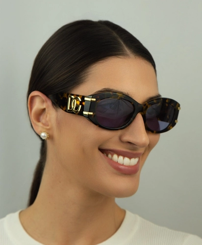 Óculos de Sol Dolce & Gabbana 0DG4502 33301A55 Acetato Amarelo Mesclado com lentes na cor Violeta