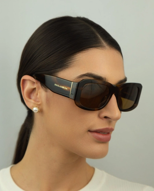 Óculos de Sol Dolce & Gabbana 0DG4503 30637357 Acetato Marrom Mesclado com lentes na cor Marrom 5