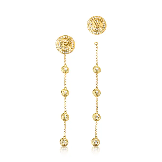 Brinco Nido Diamonds pingente redondo ouro 18k com ninhos que envolvem Diamantes 1