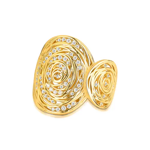 Anel Nido Diamonds 2 ninhos de fios ouro 18k com 34,1pts de Diamantes