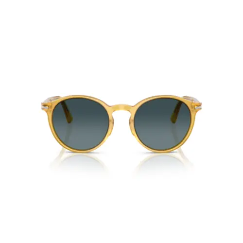 Óculos de Sol Persol 0PO3171S 204/S352 Acetato Amarelo com lentes na cor Azul Degradê Polarizado