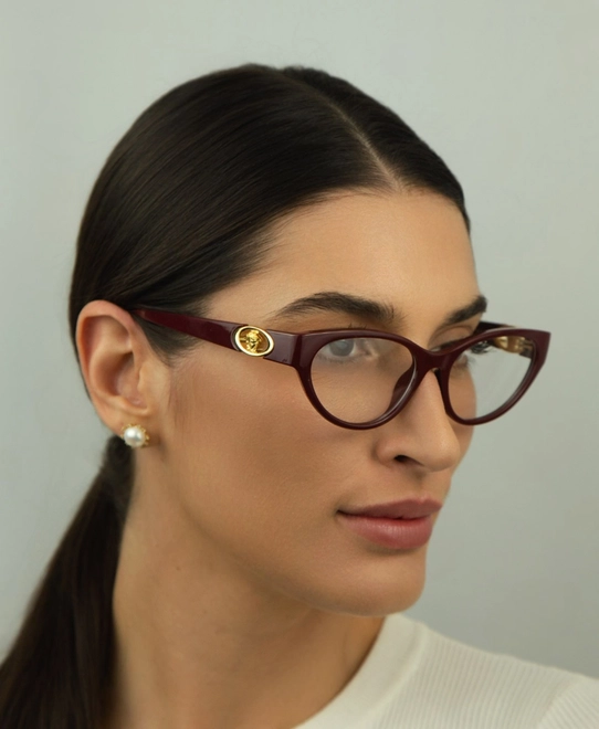 Óculos de Grau Versace 0VE3372U 5487 54 Acetato Bordô 5