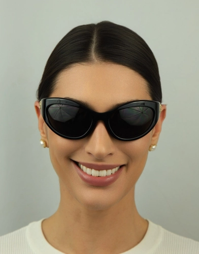 Óculos de Sol Versace 0VE4485 GB1/8759 Acetato Preto com lentes na cor Cinza