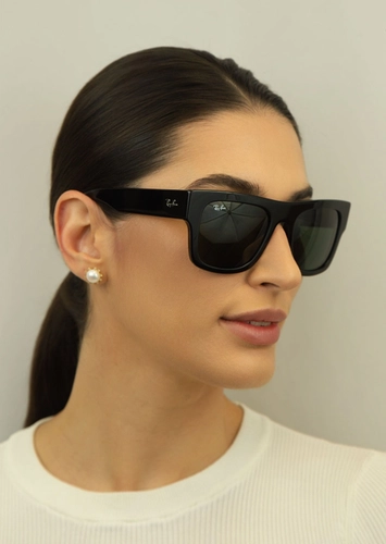 Óculos de Sol Ray-Ban Ferrari 0RB2217M F6017153 Acetato Preto com lentes na cor Verde Escuro