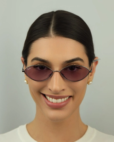 Óculos de Sol Ray-Ban Kai 0RB3757 004/6959 Metal Chumbo com lentes na cor Violeta