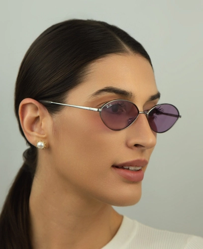 Óculos de Sol Ray-Ban Kai 0RB3757 004/6959 Metal Chumbo com lentes na cor Violeta